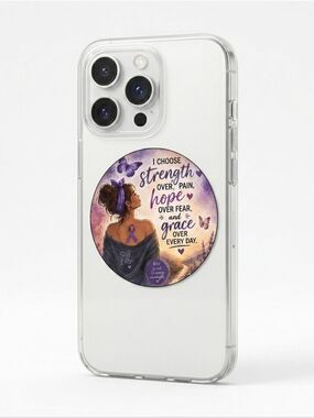 HAND CRAFTED Chronic Pain Warrior Clear Sticker Unstoppable Purple Butterfly 3"